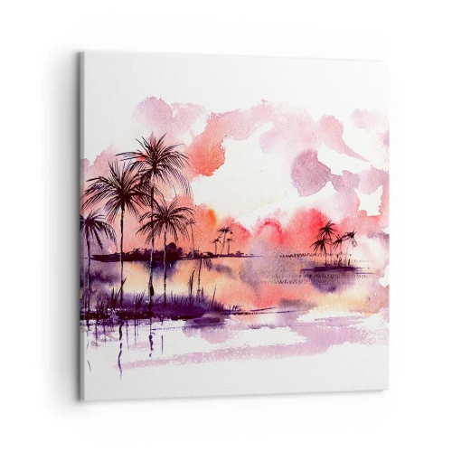 Schilderen op canvas - De rust van de tropen in het rood - 50x50 cm
