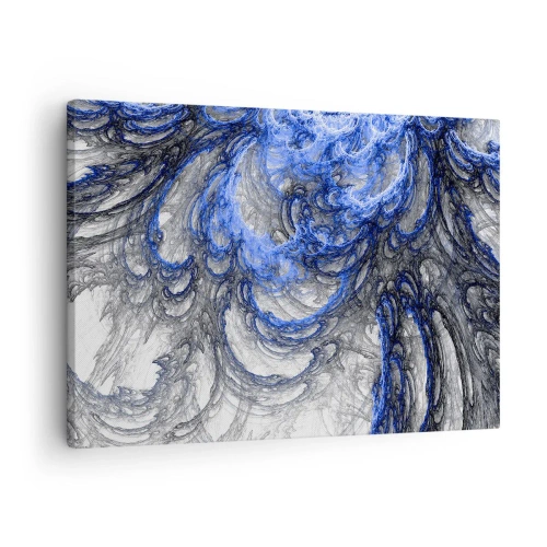Schilderen op canvas - Abstracte golven in tinten blauw en grijs - 70x50cm - De geboorte van een golf - Moderne wanddecoratie voor woonkamer en slaapkamer ARTTOR