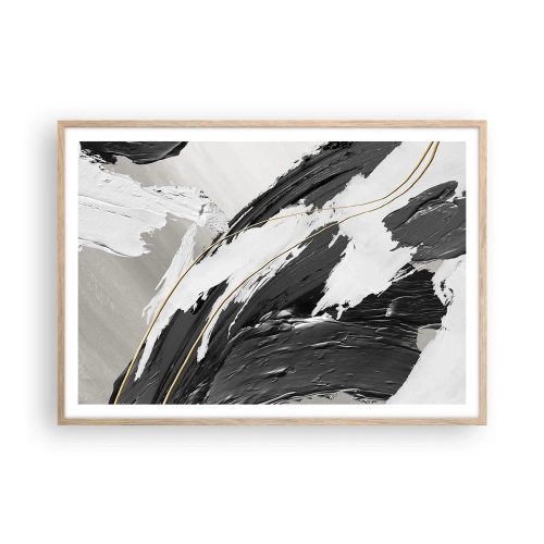 Een poster in een licht eiken lijst - Abstractie op grote schaal - 100x70 cm