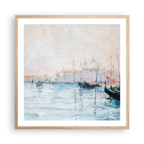 Een poster in een licht eiken lijst - Achter het water, achter de mist - 60x60 cm