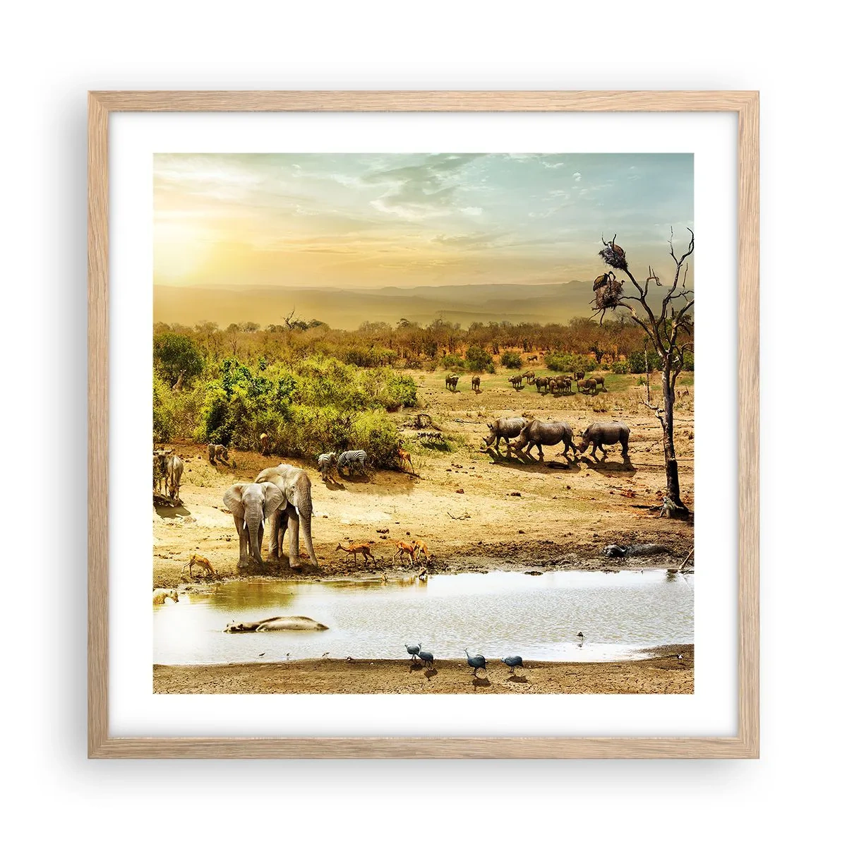Een poster in een licht eiken lijst - "Er stroomde een rivier uit Eden …" - 50x50 cm
