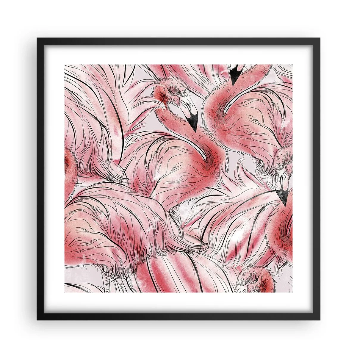 Poster in een zwarte lijst - Vogelcorps de ballet - 50x50 cm
