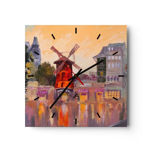 Wandklok - Klok - Parijse iconen – Moulin Rouge - 30x30 cm