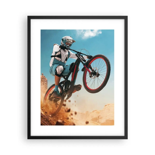 Poster in een zwarte lijst - Fiets waanzin demon - 40x50 cm