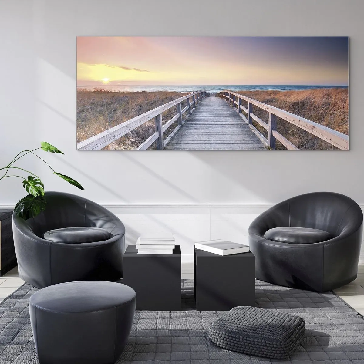 Schilderen op glas - Baltische avond aurora - 100x40 cm