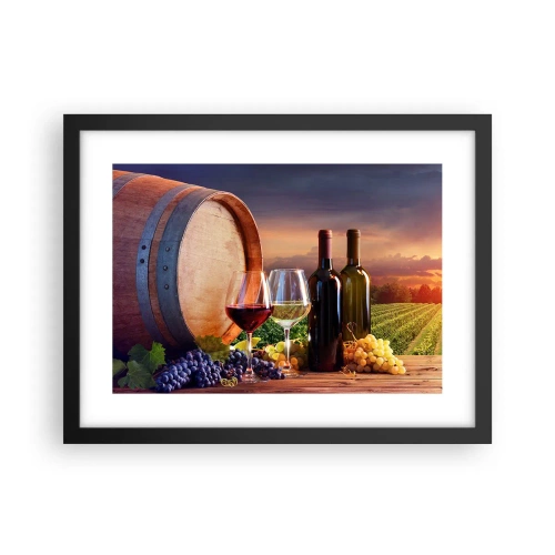 Poster in een zwarte lijst - Het leven smaakt hier - 40x30 cm