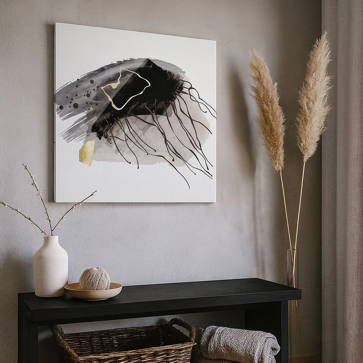 Schilderen op canvas - In zwart en goud - 30x30 cm