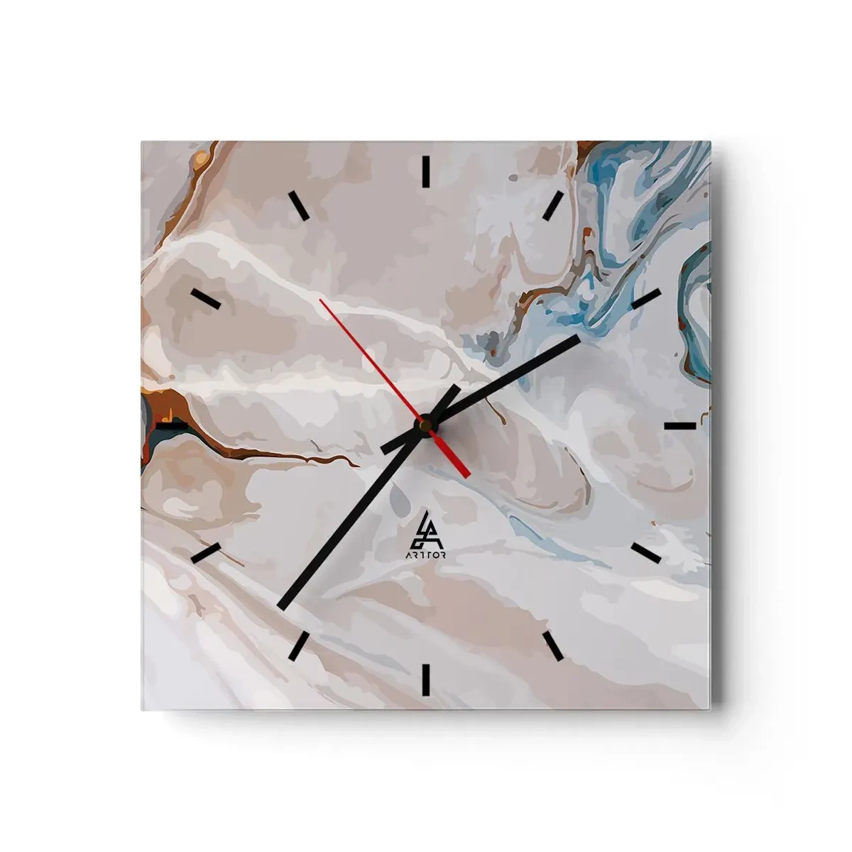 Wandklok - Klok - Blauw kronkelt onder het wit - 30x30 cm