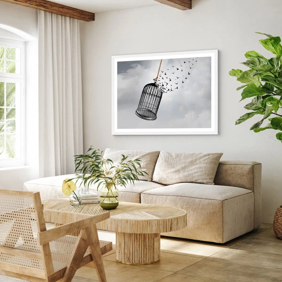 Poster in een witte lijst - Geloof ... Hoop ... Vrijheid! - 100x70 cm