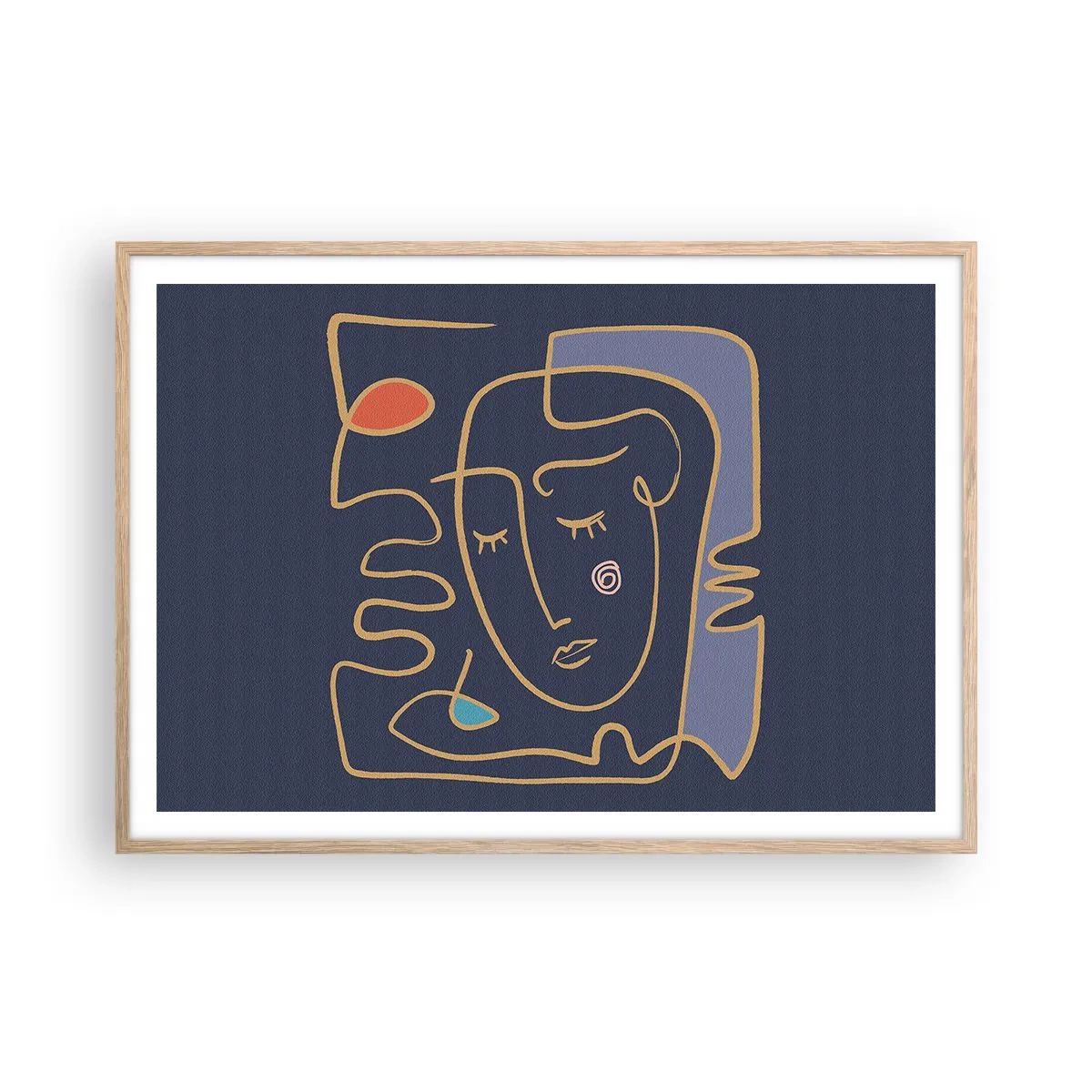 Een poster in een licht eiken lijst - In nadenken - 100x70 cm