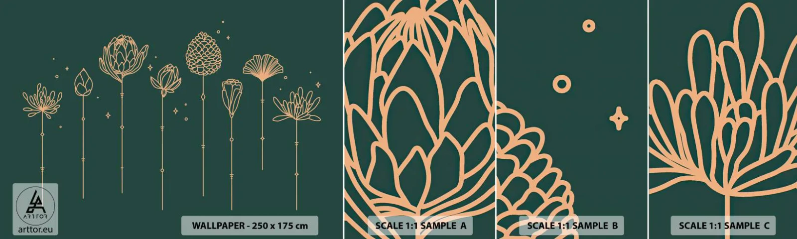 Fotobehang Staaltje Standard Eco - Kruidenfamiie / Familie Ziółkowsi ?? - Bloemen, Art-deco, Minimalistisch - 100x30 cm