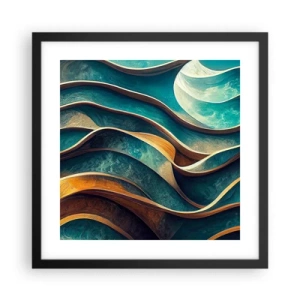Poster in een zwarte lijst - Meanders van blauw - 40x40 cm