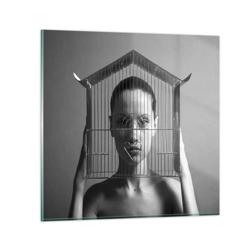 Schilderen op glas - Een ietwat surrealistisch portret - 50x50 cm
