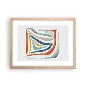 Een poster in een licht eiken lijst - Abstractie met een vriendelijke glimlach - 40x30 cm