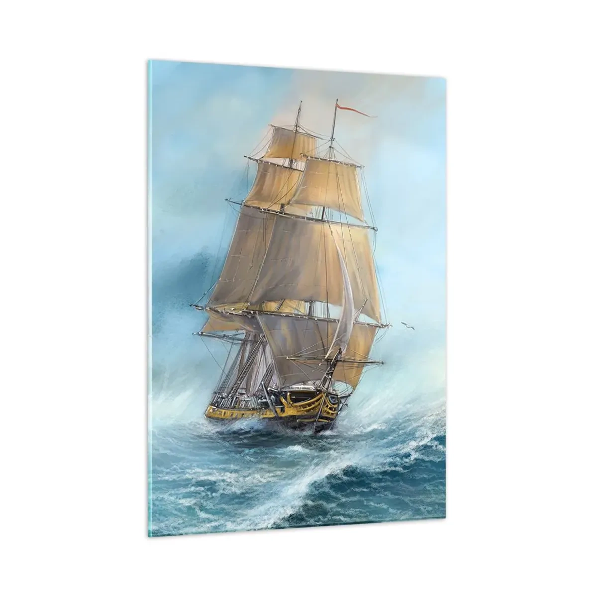 Schilderen op glas - Haasten over de golven - 50x70 cm