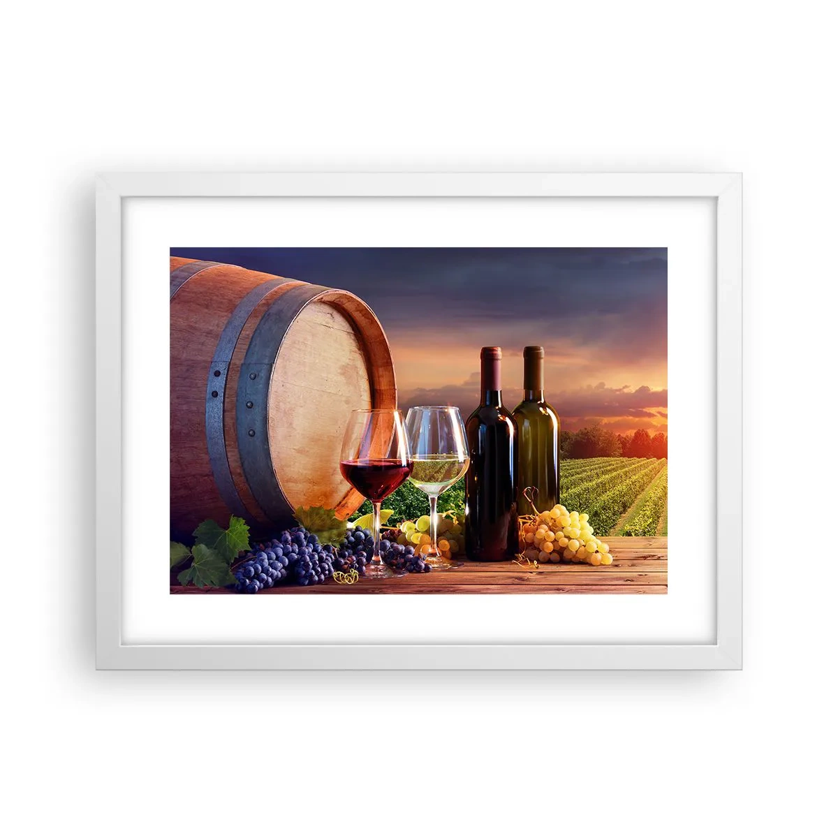 Poster in een witte lijst - Het leven smaakt hier - 40x30 cm