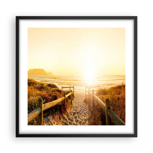 Poster in een zwarte lijst - Over het duin, richting de zon - 50x50 cm