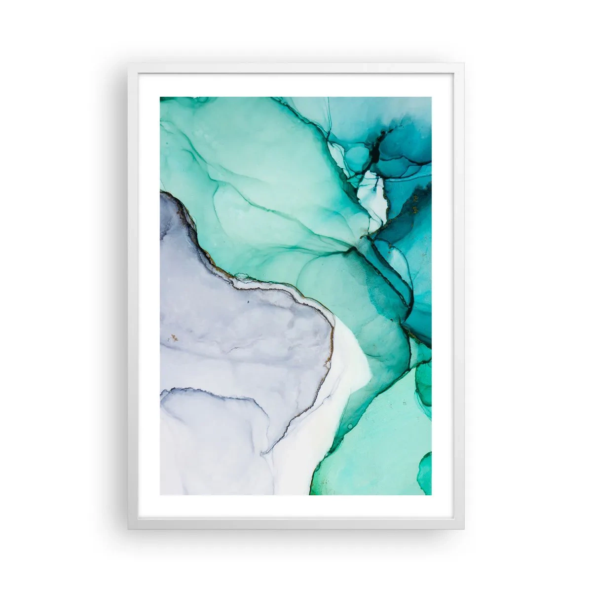 Poster in een witte lijst - Een studie in turkoois - 50x70 cm