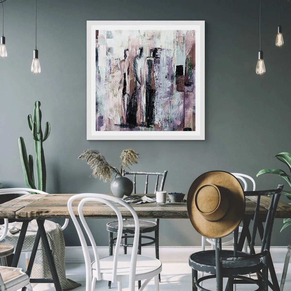 Poster in een witte lijst - De mysterieuze drie - 40x40 cm