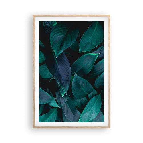 Een poster in een licht eiken lijst - Groen op zichzelf - 61x91 cm