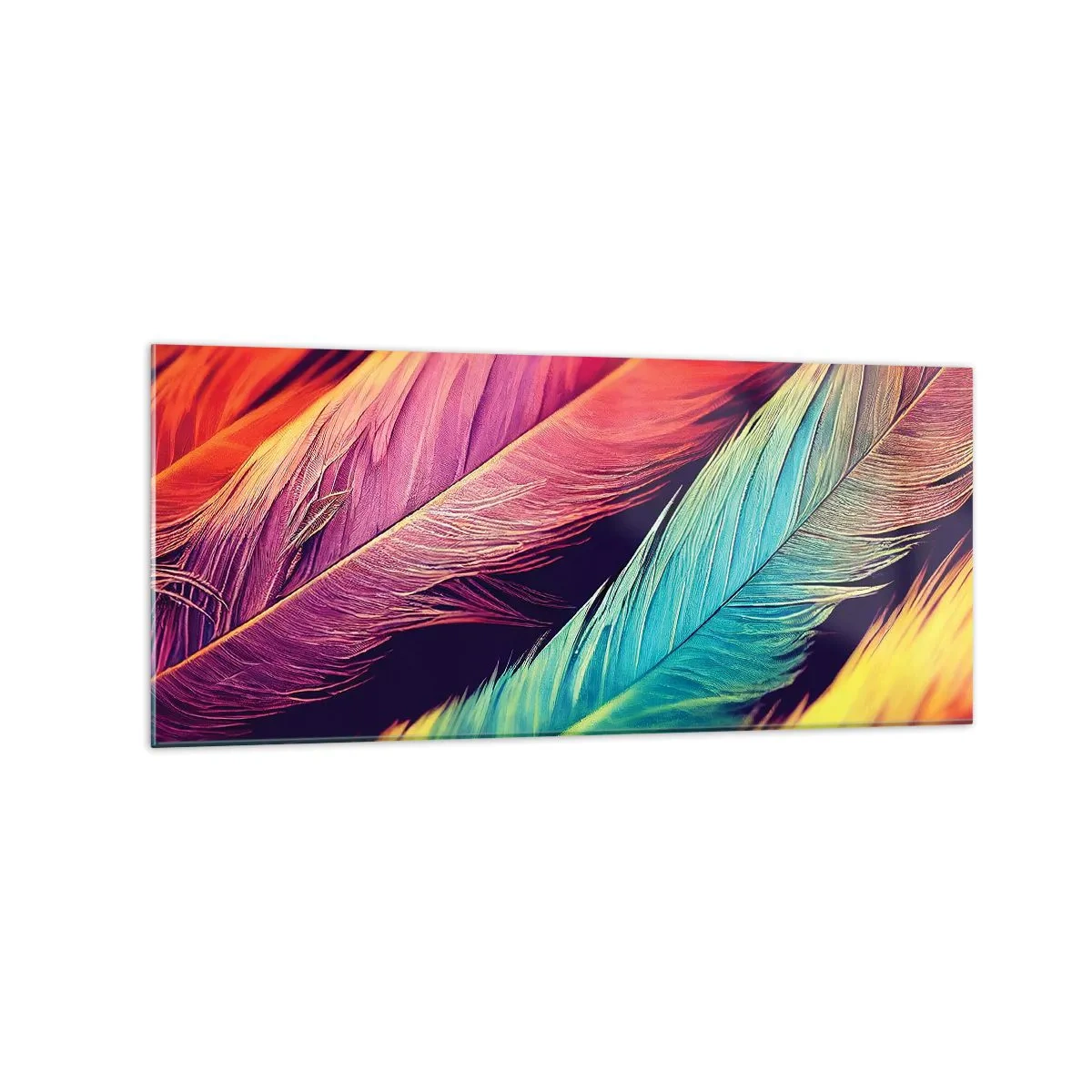 Schilderen op glas - Gevederde regenboog - 120x50 cm