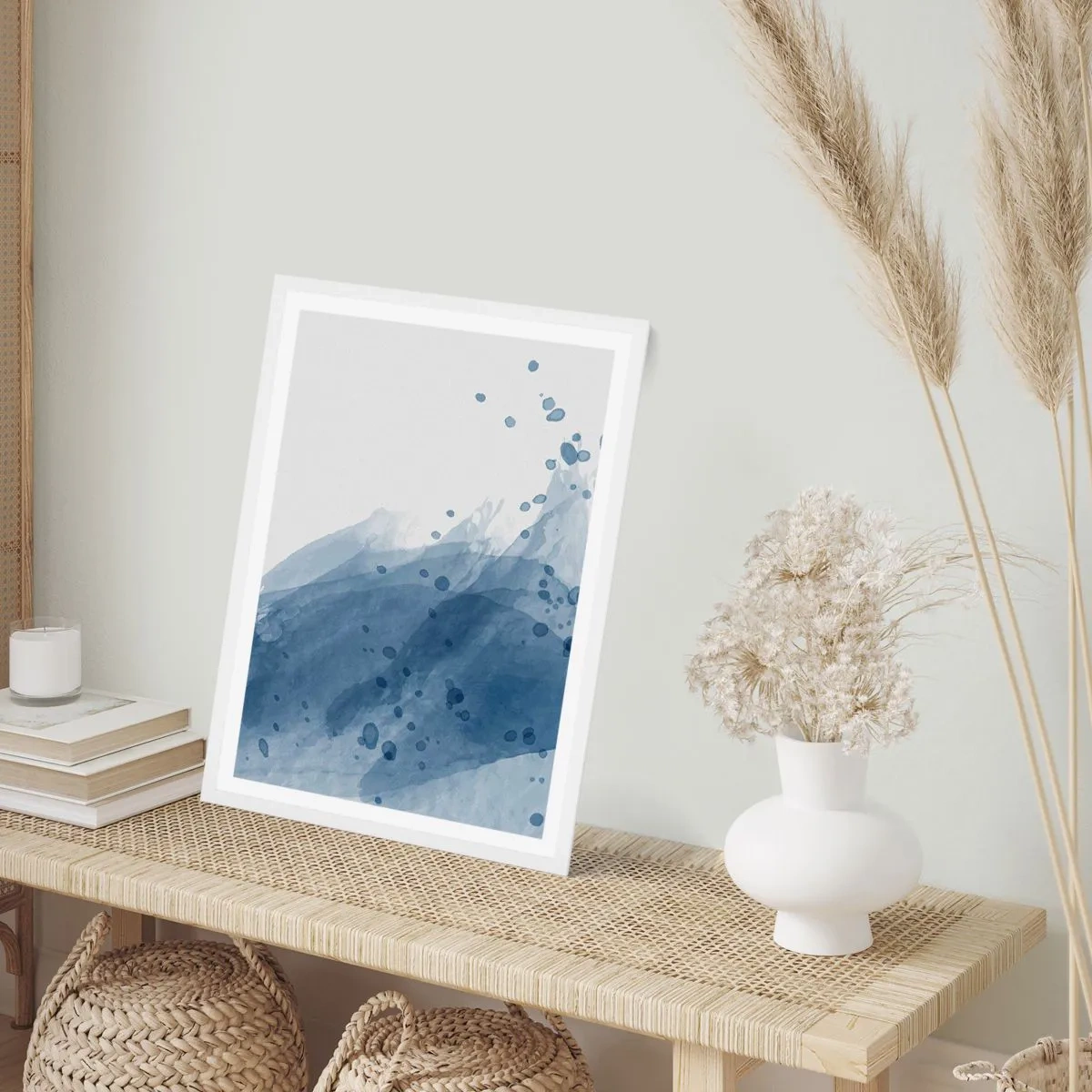 Poster in een witte lijst - Blauwe tule - 50x70 cm