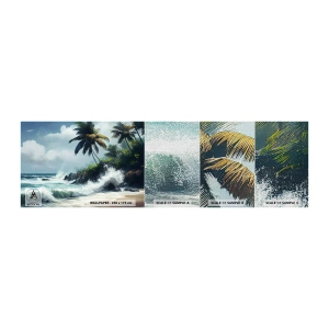 Fotobehang Monster Premium Canvas - Op een tropische kust - Strand, Tropisch, Palm - 100x30 cm