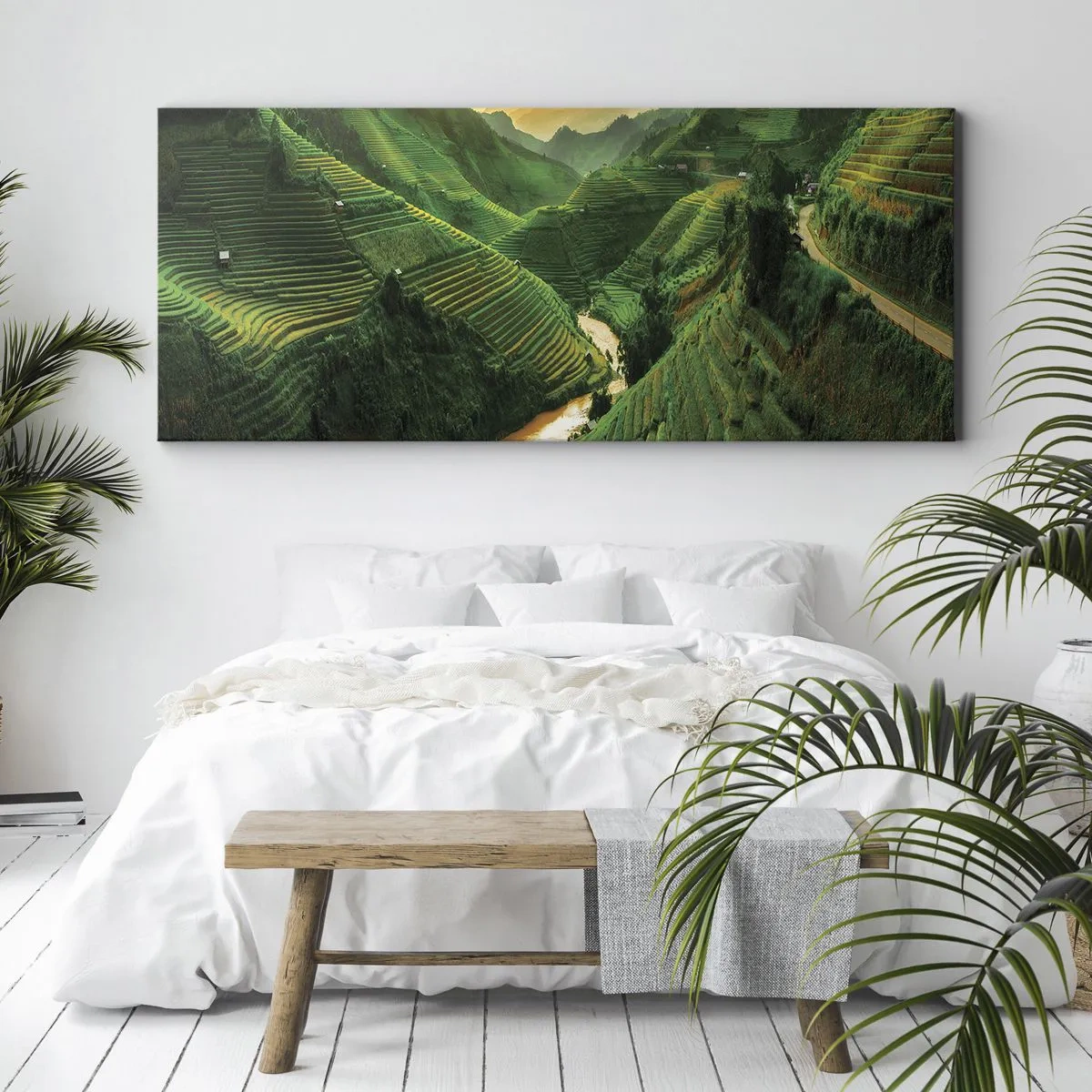 Schilderen op canvas - Vietnamese vallei - 100x40 cm