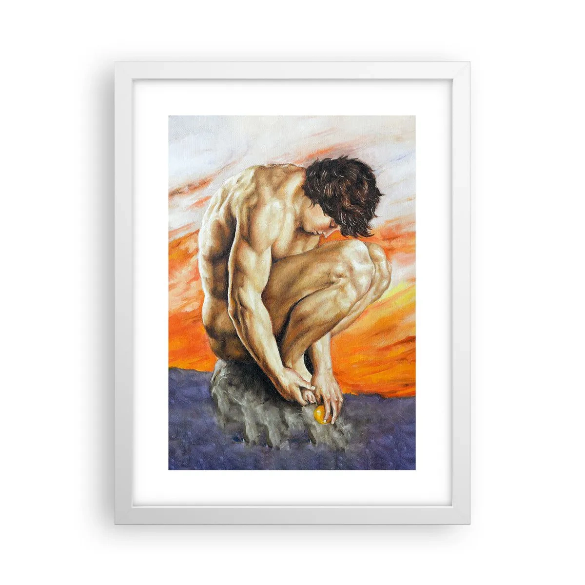 Poster in een witte lijst - Ondergedompeld in zichzelf - 30x40 cm