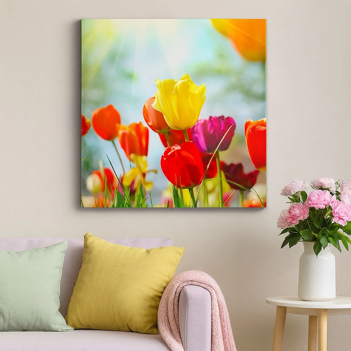 Schilderen op canvas - Alle kleuren van de zon - 30x30 cm