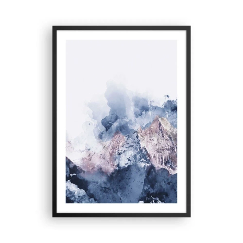 Poster in een zwarte lijst - Abstracte bergen in tinten blauw - 50x70cm - Dit zijn de toppers! - Moderne wanddecoratie voor woonkamer en slaapkamer ARTTOR