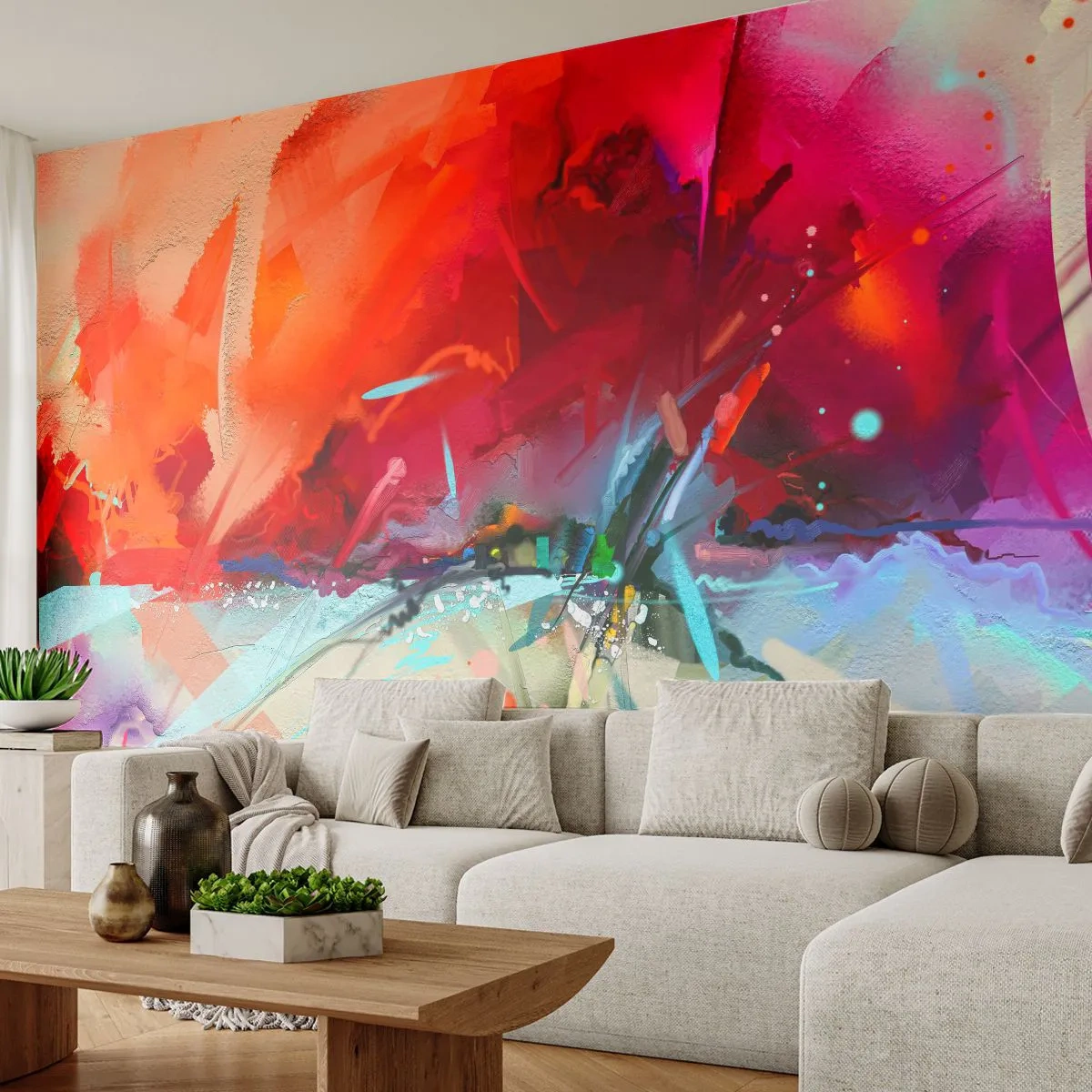 Zelfklevend Fotobehang Deluxe Sticker - Een explosie van licht en kleuren - Abstractie, Deel, Acryl - 250x175 cm