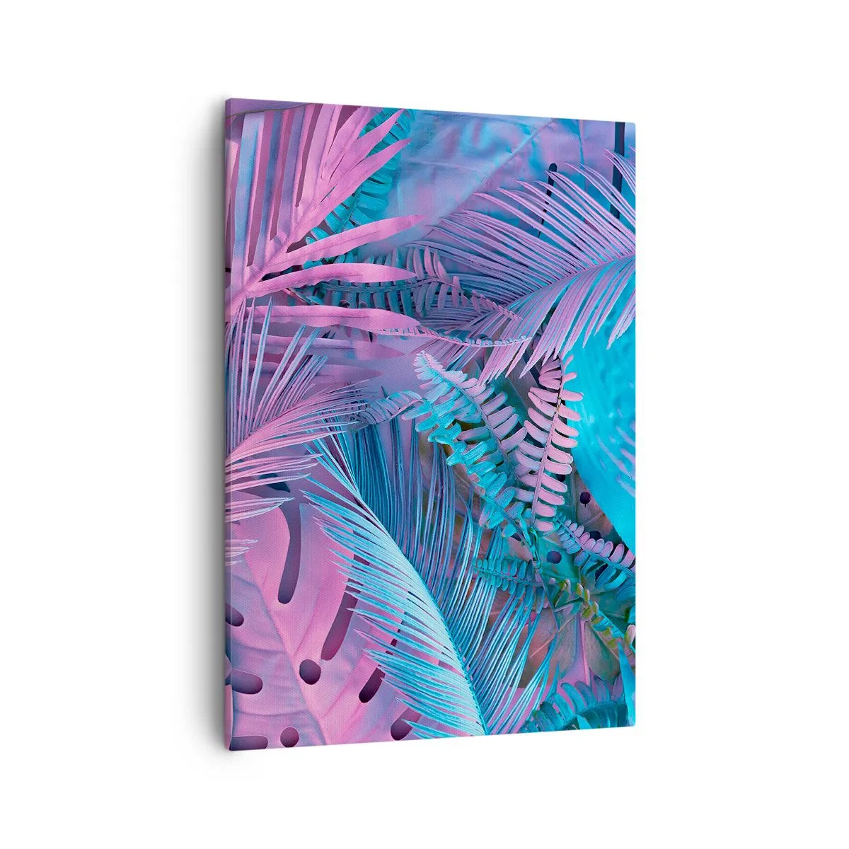 Schilderen op canvas - Tropen in roze en blauw - 50x70 cm