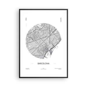 Poster in een zwarte lijst - Anatomie van Barcelona - 70x100 cm