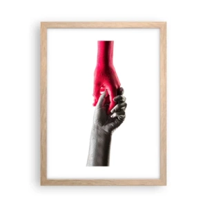 Een poster in een licht eiken lijst - Samen, hoewel anders - 30x40 cm