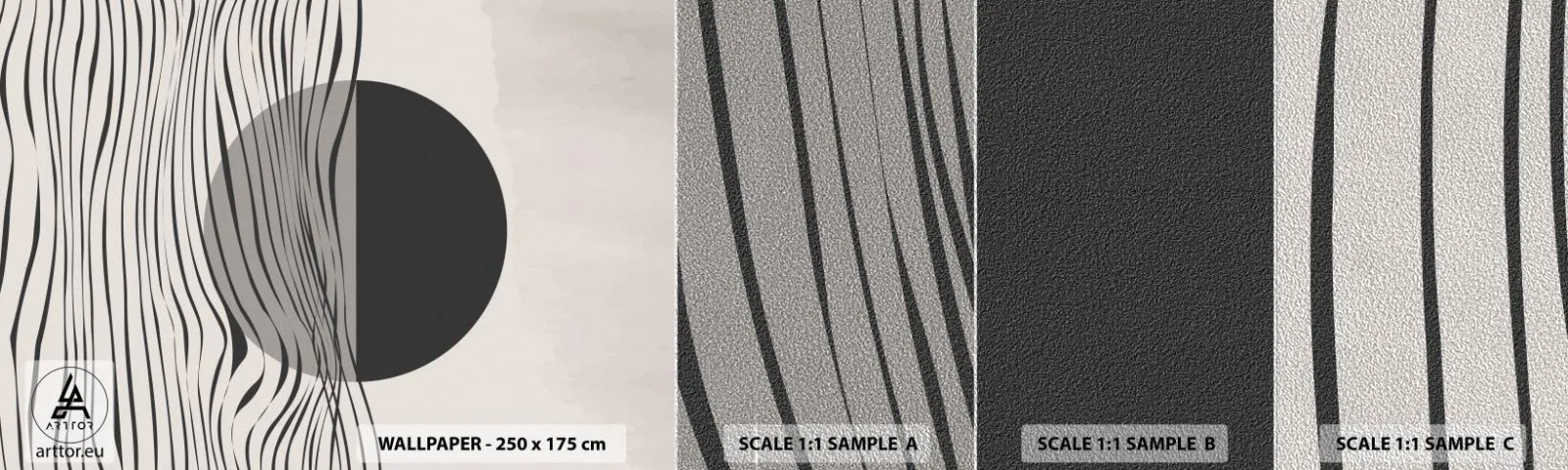 Fotobehang Monster Premium Sand - Halve compositie - Abstractie, Deel, Zwart en wit - 100x30 cm