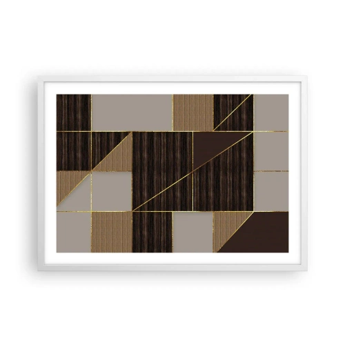 Poster in een witte lijst - Een mozaïek van bruin en goud - 70x50 cm