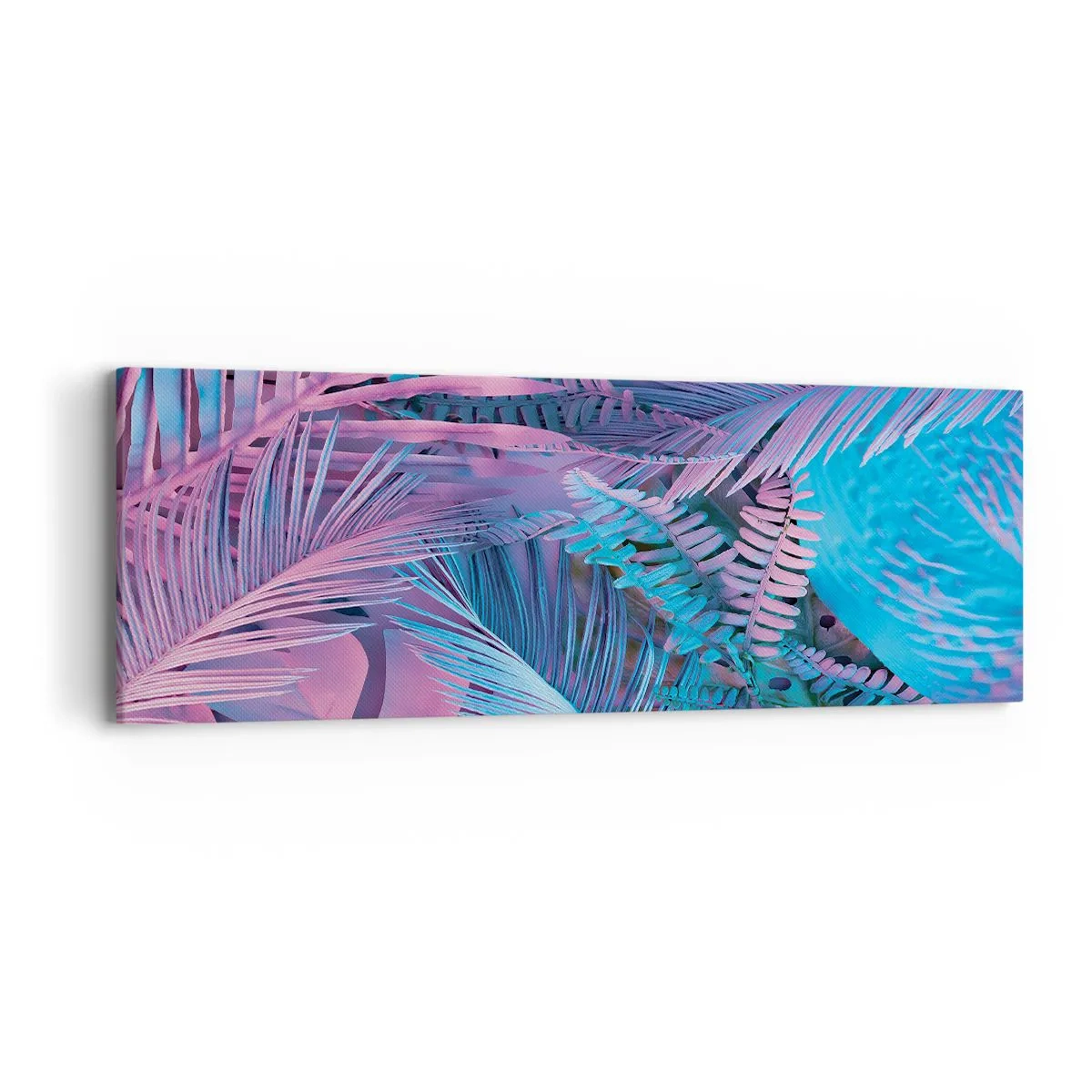 Schilderen op canvas - Tropen in roze en blauw - 90x30 cm