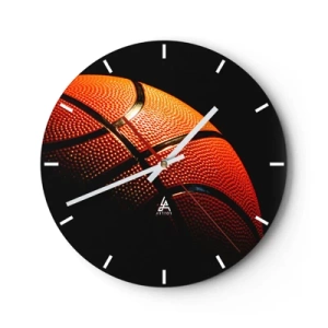 Wandklok - Klok - Basketbal op een donkere achtergrond - 30x30cm - Mooi als een planeet - Moderne wanddecoratie voor woonkamer, keuken en slaapkamer ARTTOR