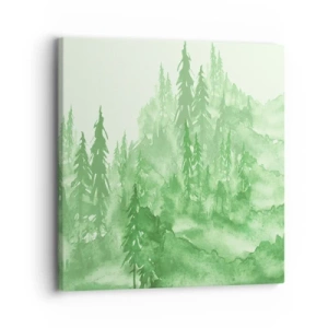 Schilderen op canvas - Wazig met groene mist - 30x30 cm