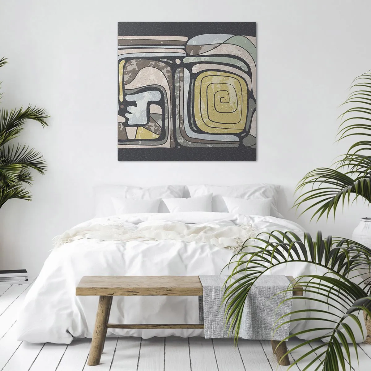 Schilderen op canvas - Abstractie in de precolumbiaanse geest - 70x70 cm