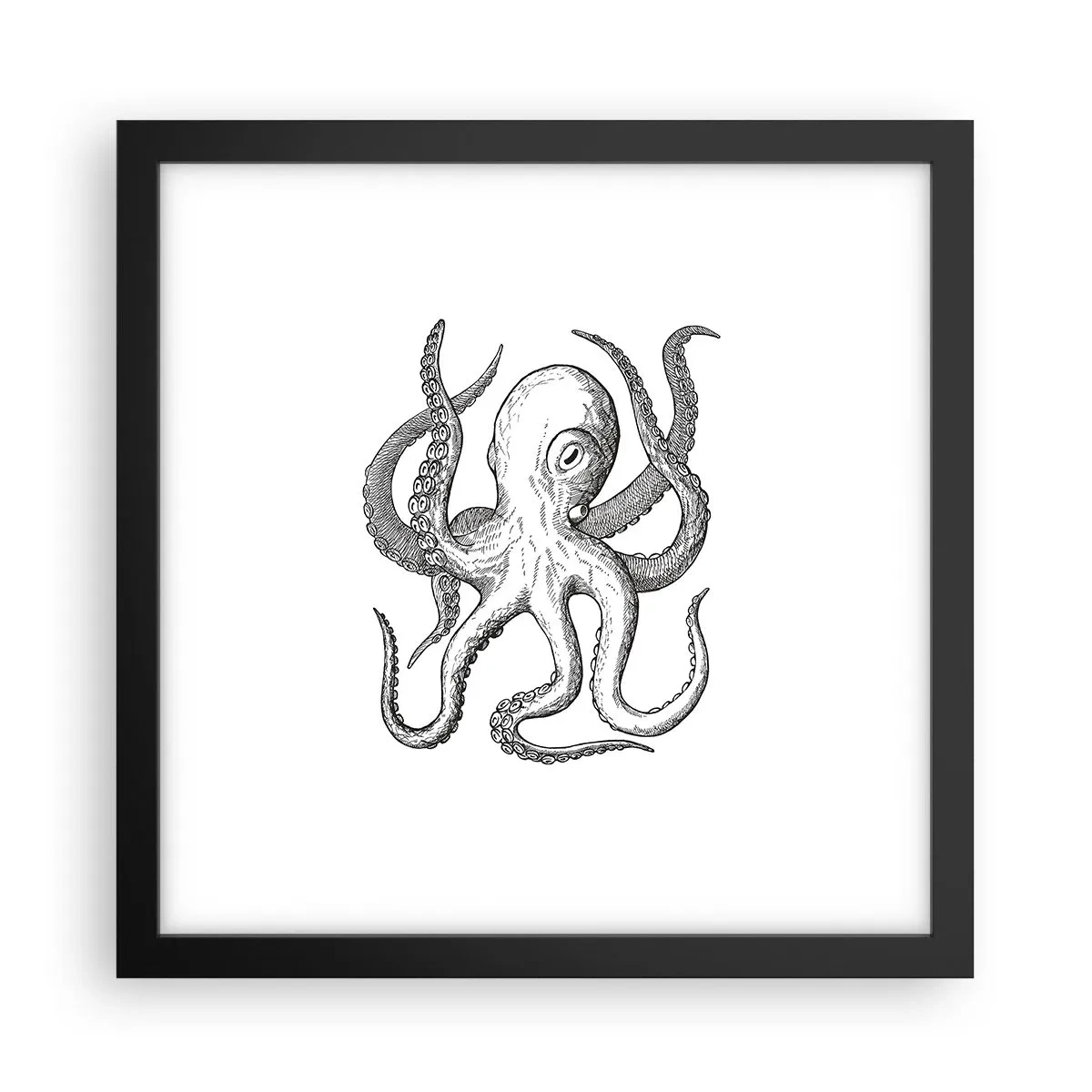 Poster in een zwarte lijst - Dansend met de golven - 30x30 cm