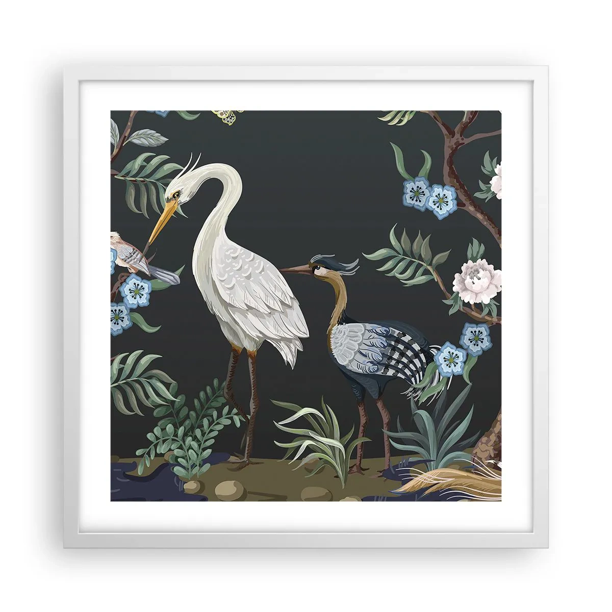 Poster in een witte lijst - Vogelparade - 50x50 cm