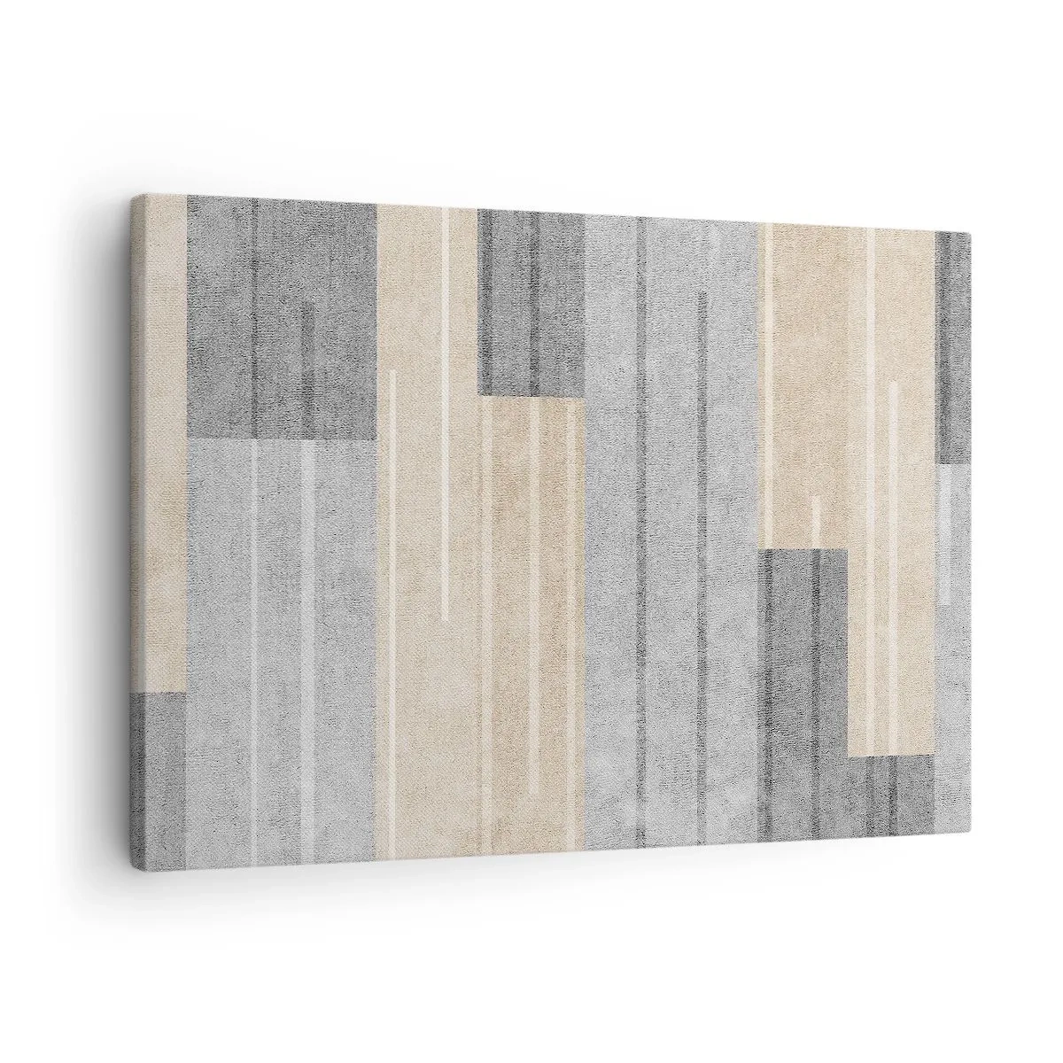 Schilderen op canvas - Geometrische compositie in tinten grijs en beige - 70x50cm - Compositie: houd verticaal - Moderne wanddecoratie voor woonkamer en slaapkamer ARTTOR