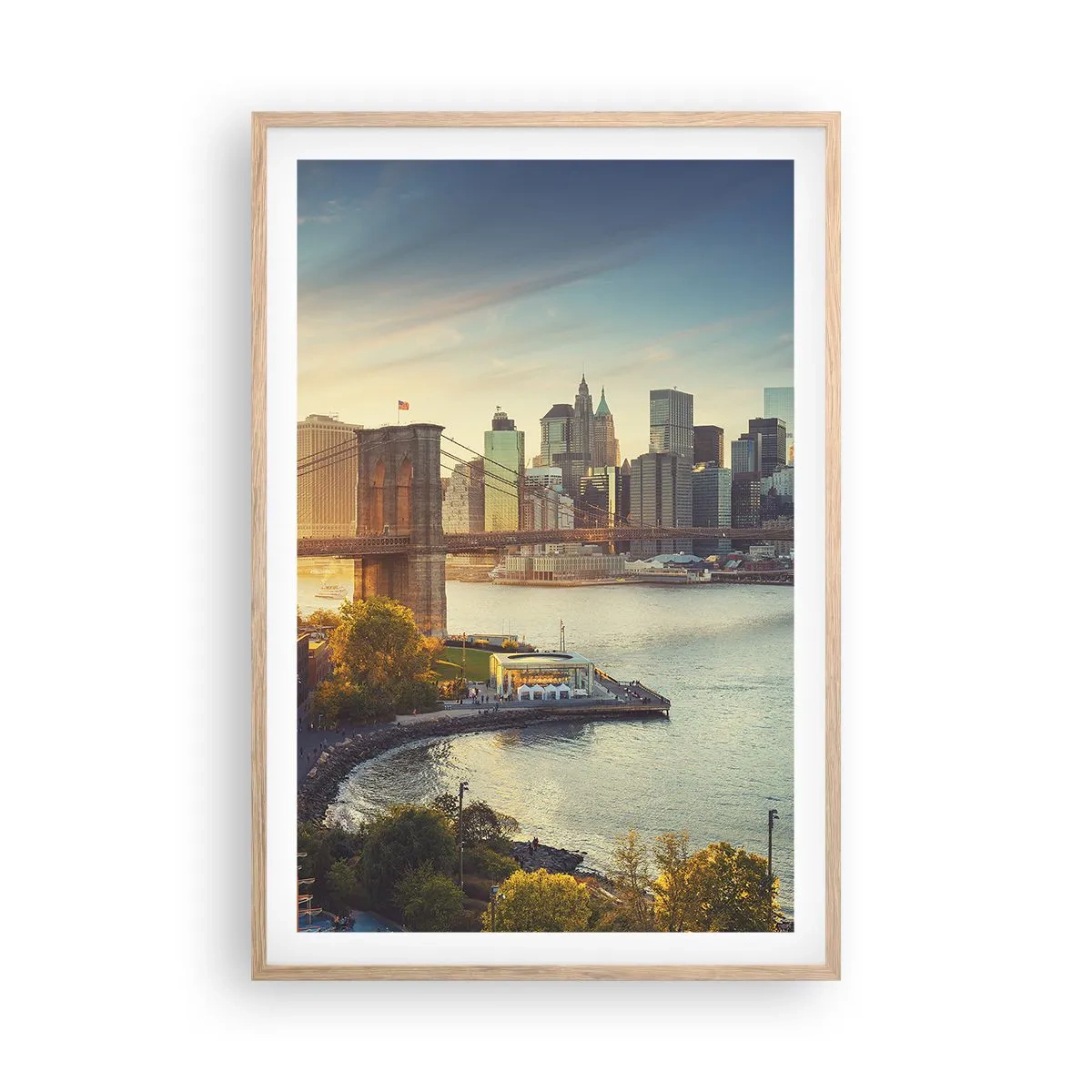 Een poster in een licht eiken lijst - Dageraad in de grote stad - 61x91 cm