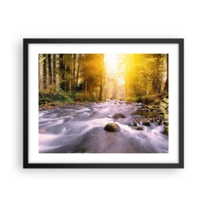 Poster in een zwarte lijst - Malachiet in een zilveren en gouden lijst - 50x40 cm