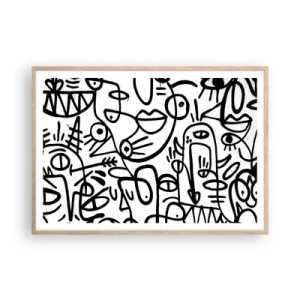 Een poster in een licht eiken lijst - Gezichten en luchtspiegelingen - 100x70 cm