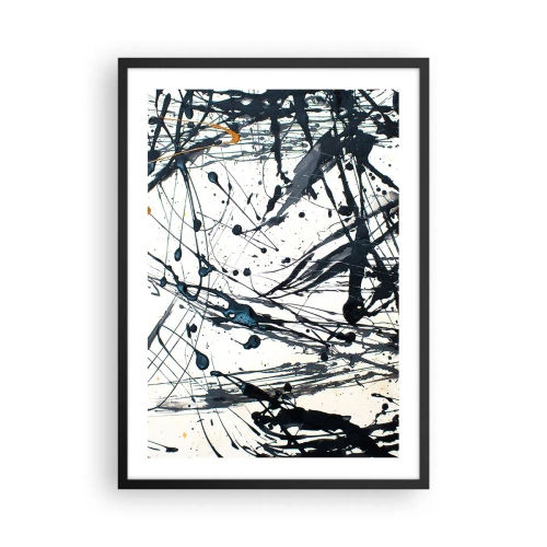 Poster in een zwarte lijst - Expressieve abstracte lijnen op een witte achtergrond - 50x70cm - Zin of geen zin? - Moderne wanddecoratie voor woonkamer en slaapkamer ARTTOR
