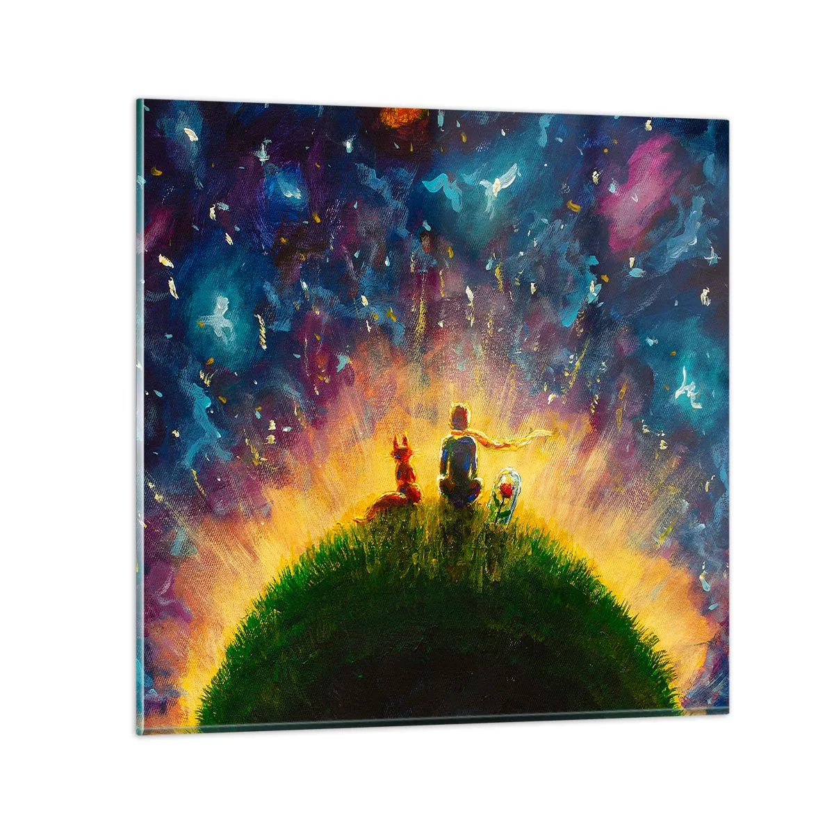 Schilderen op glas - Liefde en vriendschap - de hele wereld - 50x50 cm