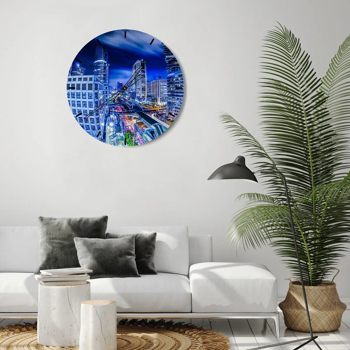 Wandklok - Klok - Ritmes van de nachtstad - 40x40 cm